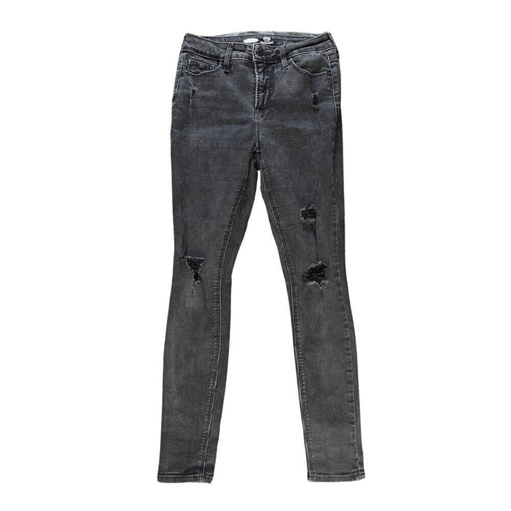 Old Navy Rockstar Super Skinny High Rise Black Jeans Distressed Women Size 2